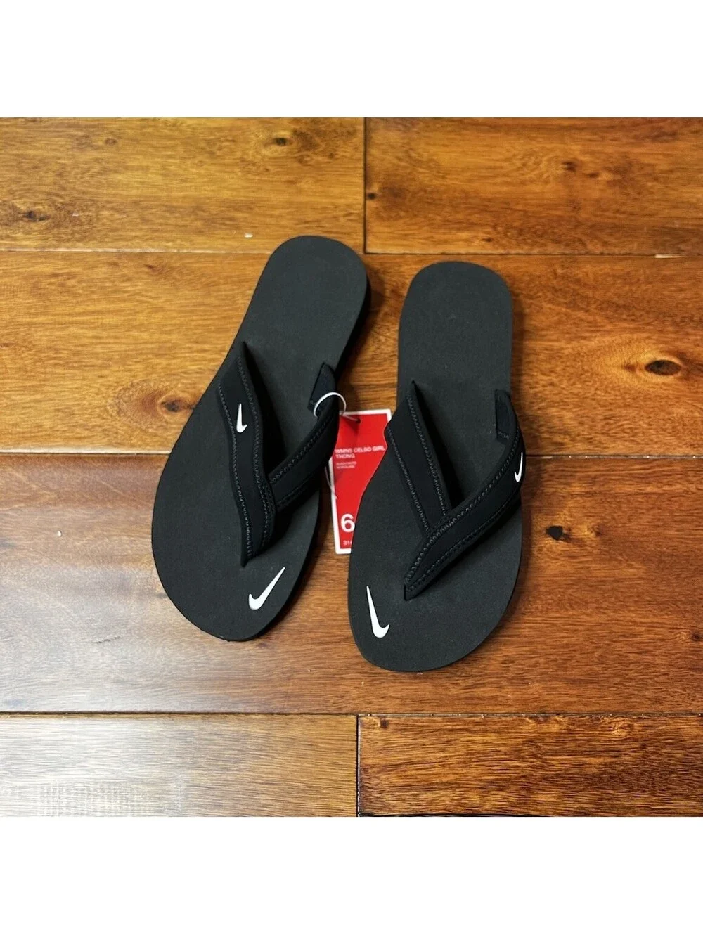 Nike WMNS Celso Girl Thong Sandals Black White Flip Flops 314870-011 NWT Size 6